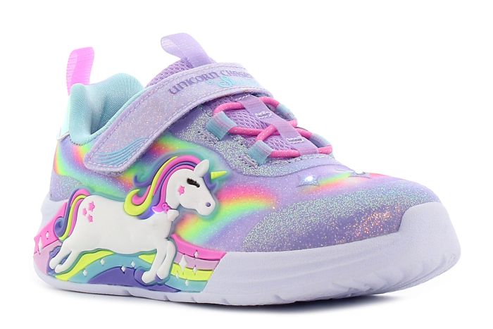 Skechers S-Lights - Unicorn Chaser villogó lila baba cipő-01